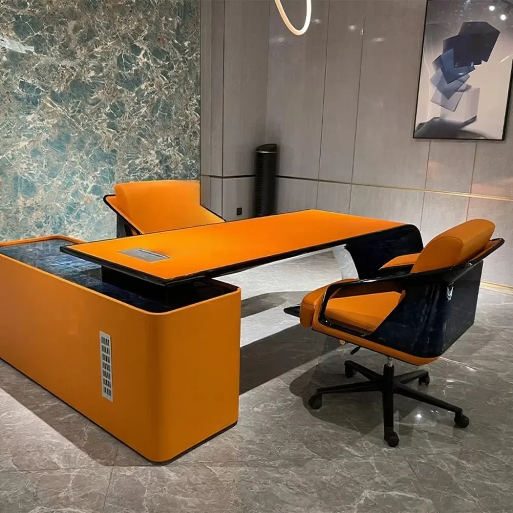 High-end L-shaped desk luxury office boss computer desk suitable for villa modern CEO manager ergonomic design