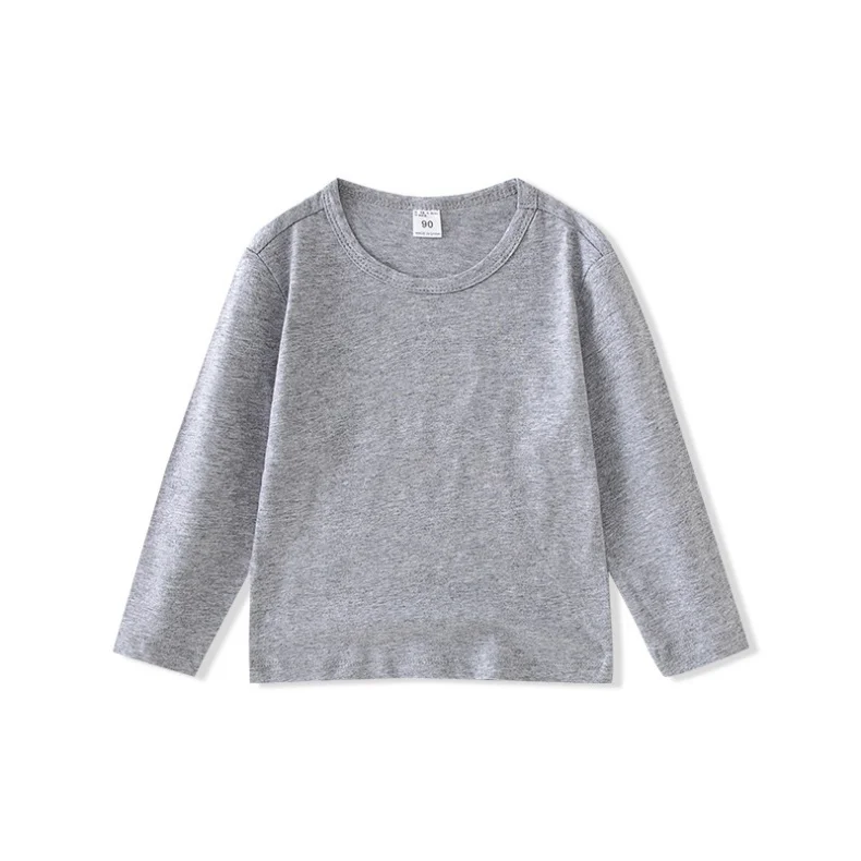 2026 Kinder Baumwoll-Langarmshirt Rundhals Basic Tops Lässiges Weiches Atmungsaktives T-Shirt Jungen Mädchen Frühling 2-8 Jahre Kinderkleidung – Detail 2