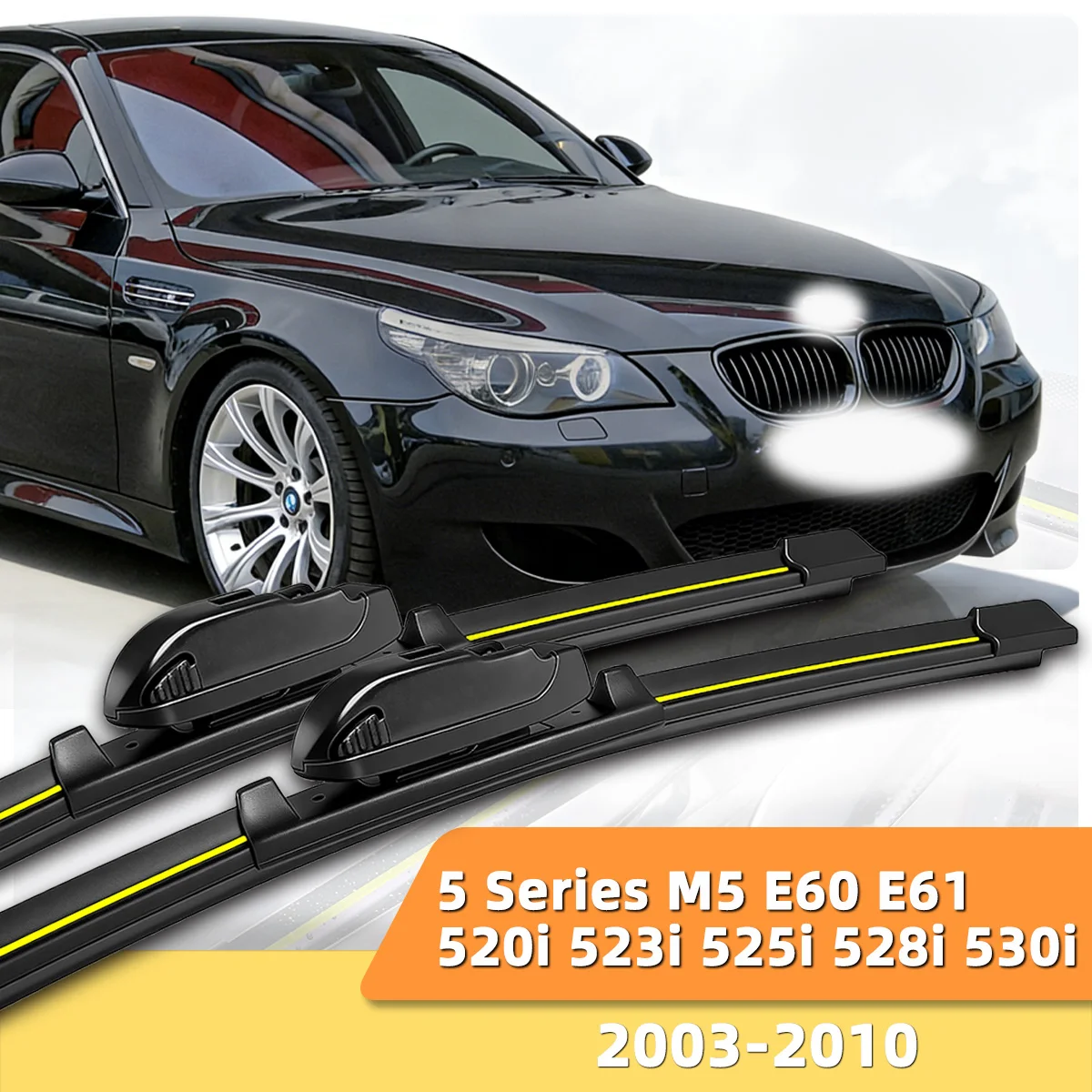 

2PCS Car Windshield Wiper Fit For BMW 5 Series M5 E60 E61 520i 523i 525i 528i 530i(2003-2010)Boneless Wiper Natural Rubber Strip