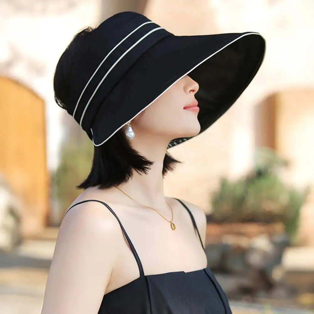 Breathable Summer Hat Women’s Wide Brim Sun Hat with Ponytail Hole Breathable Uv Protection Floppy Hat for Summer for Women