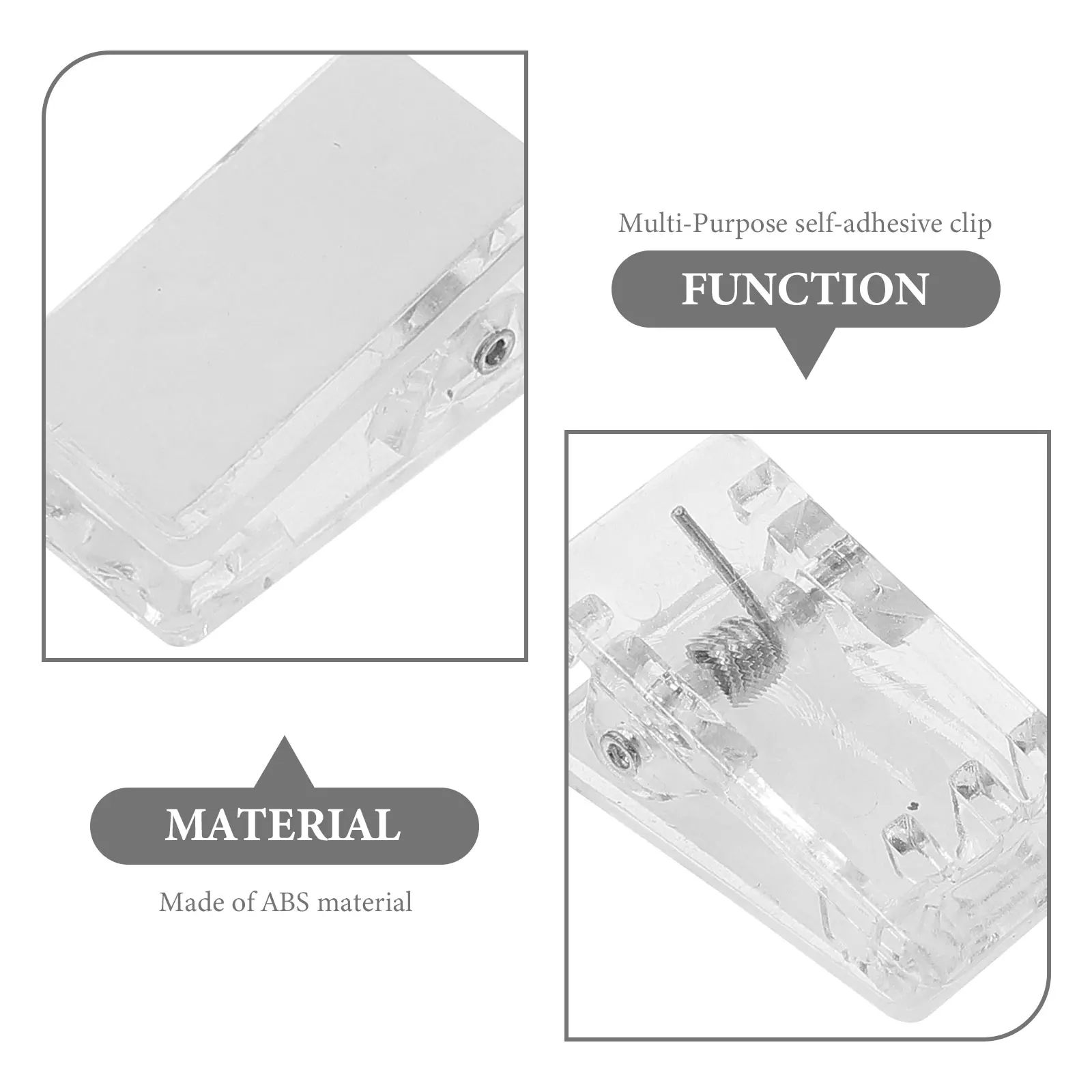 50 Pcs Self-adhesive Small Clip Wall Decoration Clips Spring Clamp Art for Hanging Mini Abs Clear Badge