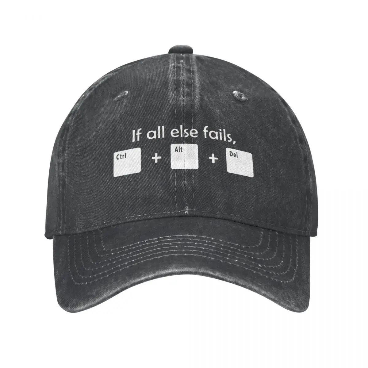 Funny If All Else Fails Ctrl Alt Del Tech Support Unisex Style Baseball Cap Geek Joke Distressed Washed Hat Vintage Snapback Hat