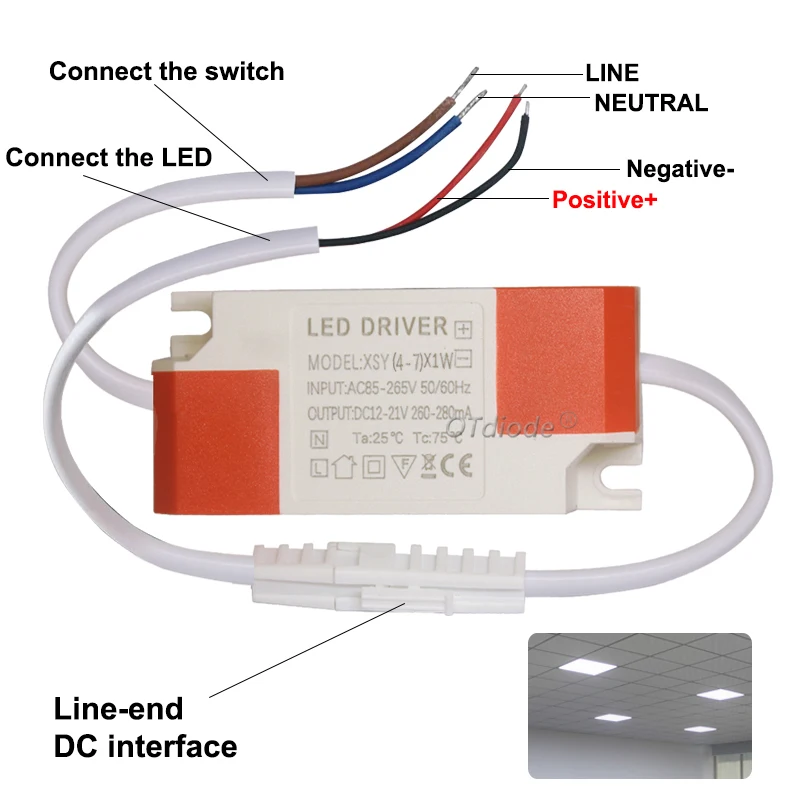 LED Constant Current Driver85-265V 1-3W 4-5W 4-7W 8-12W 18-24W Power Supply Output 280mA External Driver For Downlight 12v Strip