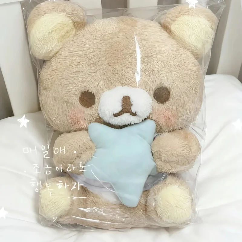 

Спальная шапочка и сборка со звездами Rilakkuma Pajama Party Series, плюшевая игрушка-мягкая подушка, декор для комнаты, дивана, комфортная кукла, подарок