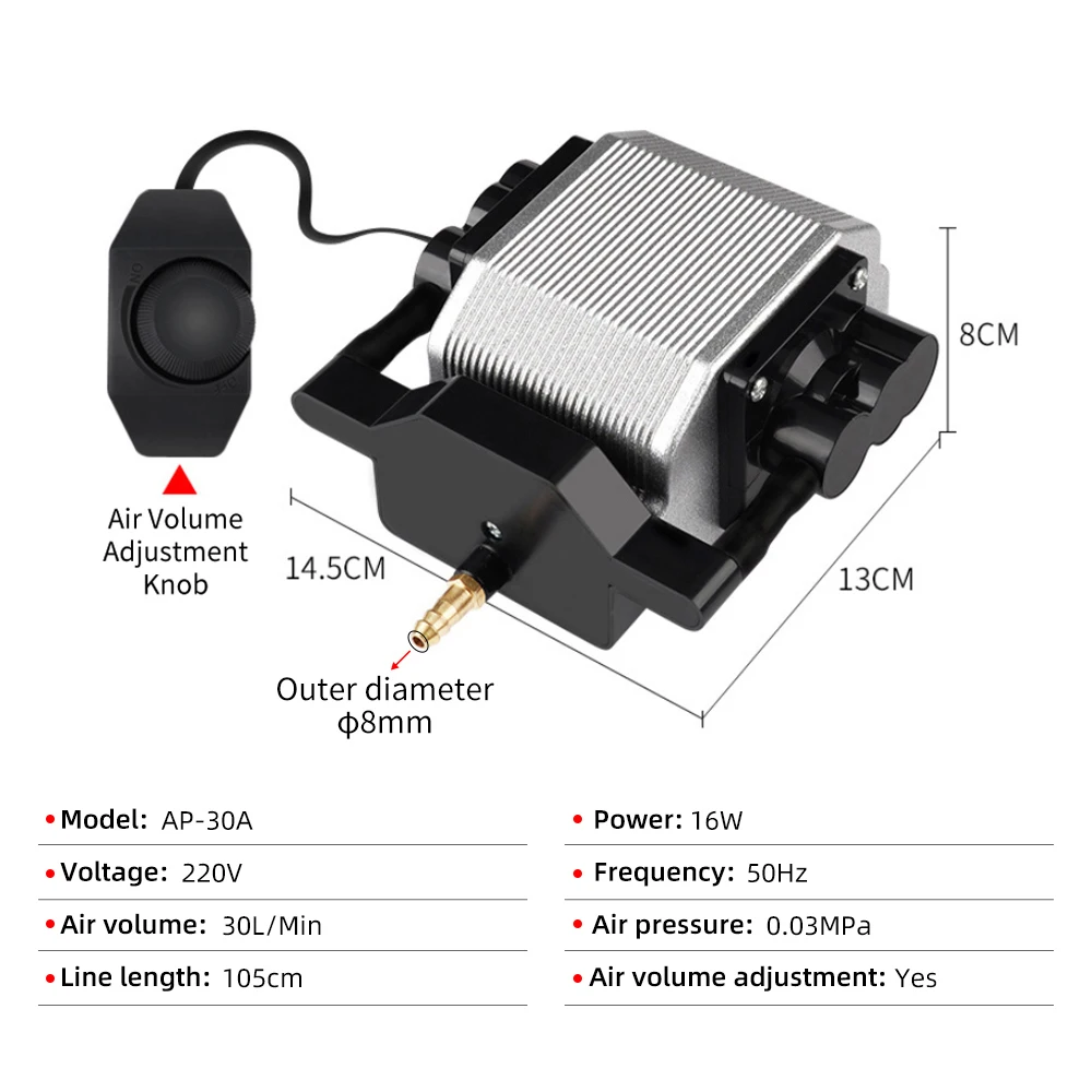 220V 40W 80L/Min 0.03MPa Laser Air Assist Pump Air Compressor For Laser Adjustable Speed Low Noise Low Vibration Stable Output