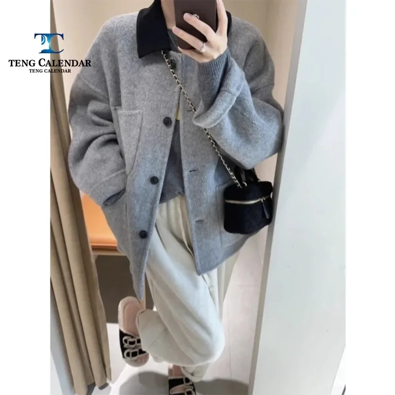 

Winter Korean Version Jacket, High-end and Small, Paired with A Loose Woolen Short Jacket, Women's Autumn and Winter 2024