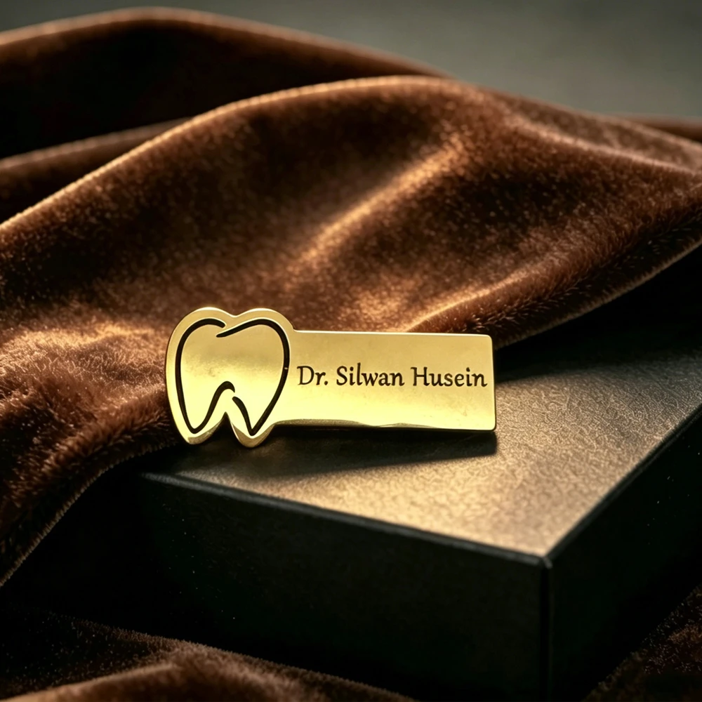 Doctors Nurses Custom Laser Engraved Brooch, Personalized Name Stainless Steel Medical ID Badge, Professional Pin
