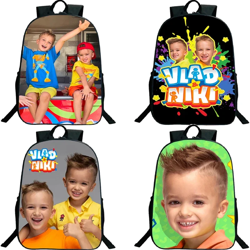 

Рюкзаки с принтом Two Brothers Vlad And Niki, сумка для ноутбука, школьная сумка большой вместимости для мальчиков и девочек, нейлоновый рюкзак, детская сумка для книг, подарки