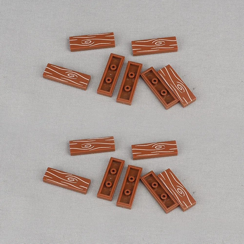 MOC 10PCS Holzmaserung 63864 Gedruckt Boden Muster Bausteine 2431 Passenden Kompatibel Zubehör DIY Spielzeug Kinder Kind geschenk