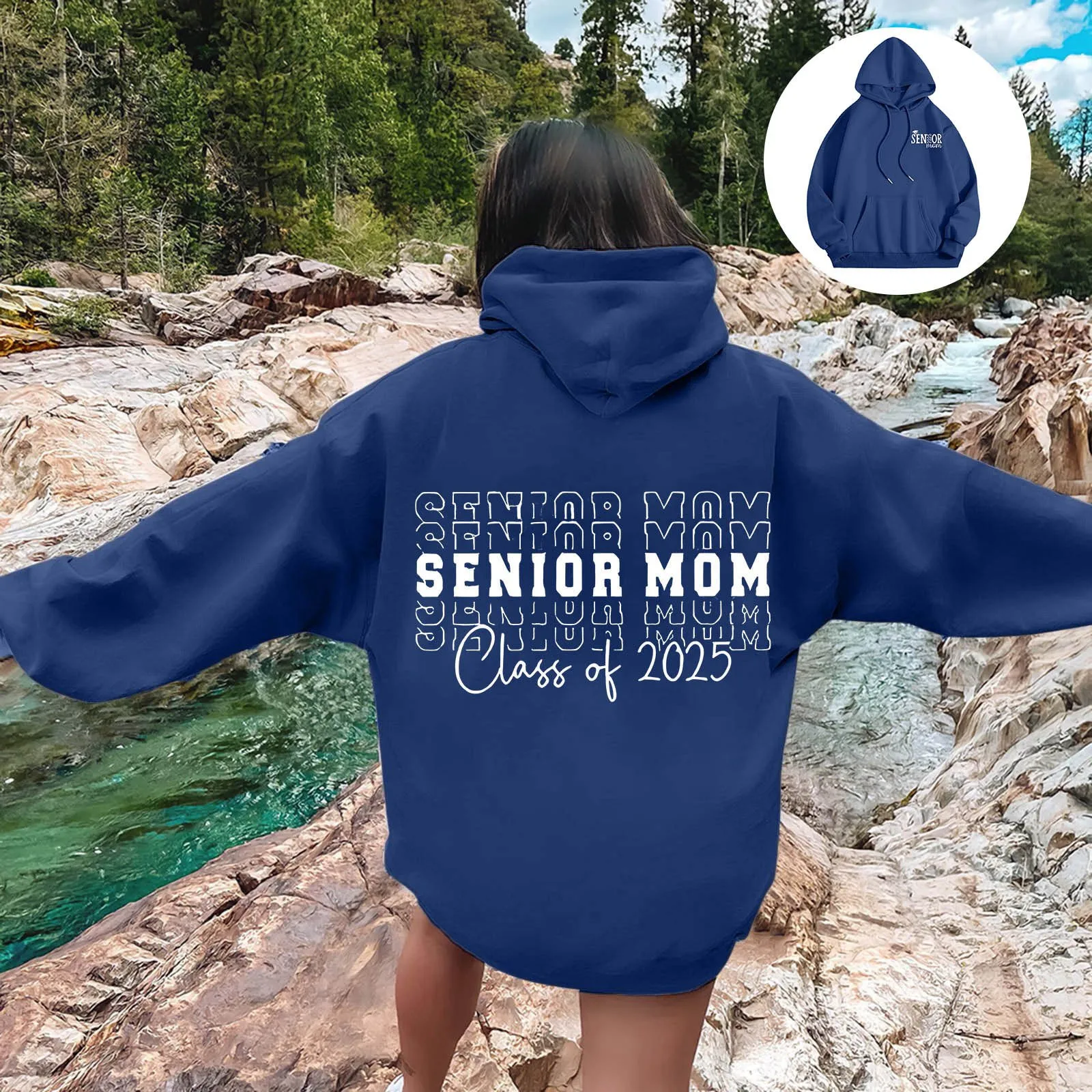 Ladies Senior Mom 2025 Shirt 2025 Graduating Class Sweatshirt T Shirt Alphabet Print Long Sleeved Hoodie Long Casual Top