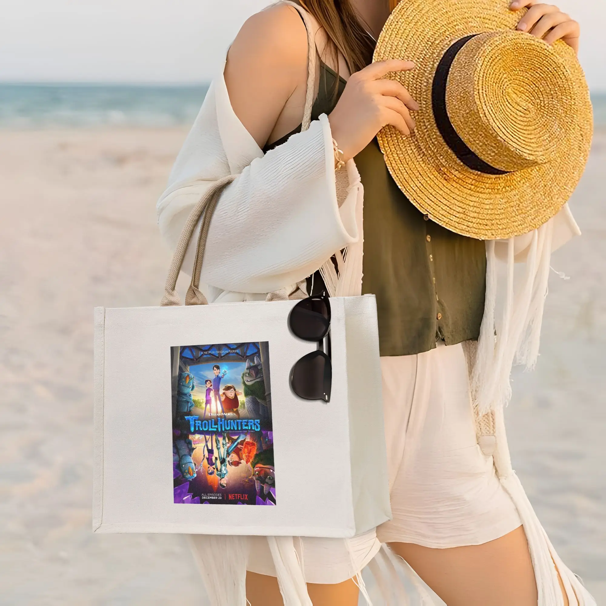 

Сумки для покупок с рисунком TrollHunters, холщовая сумка-тоут, многоразовая сумка-тоут для женщин, дорожная сумка через плечо