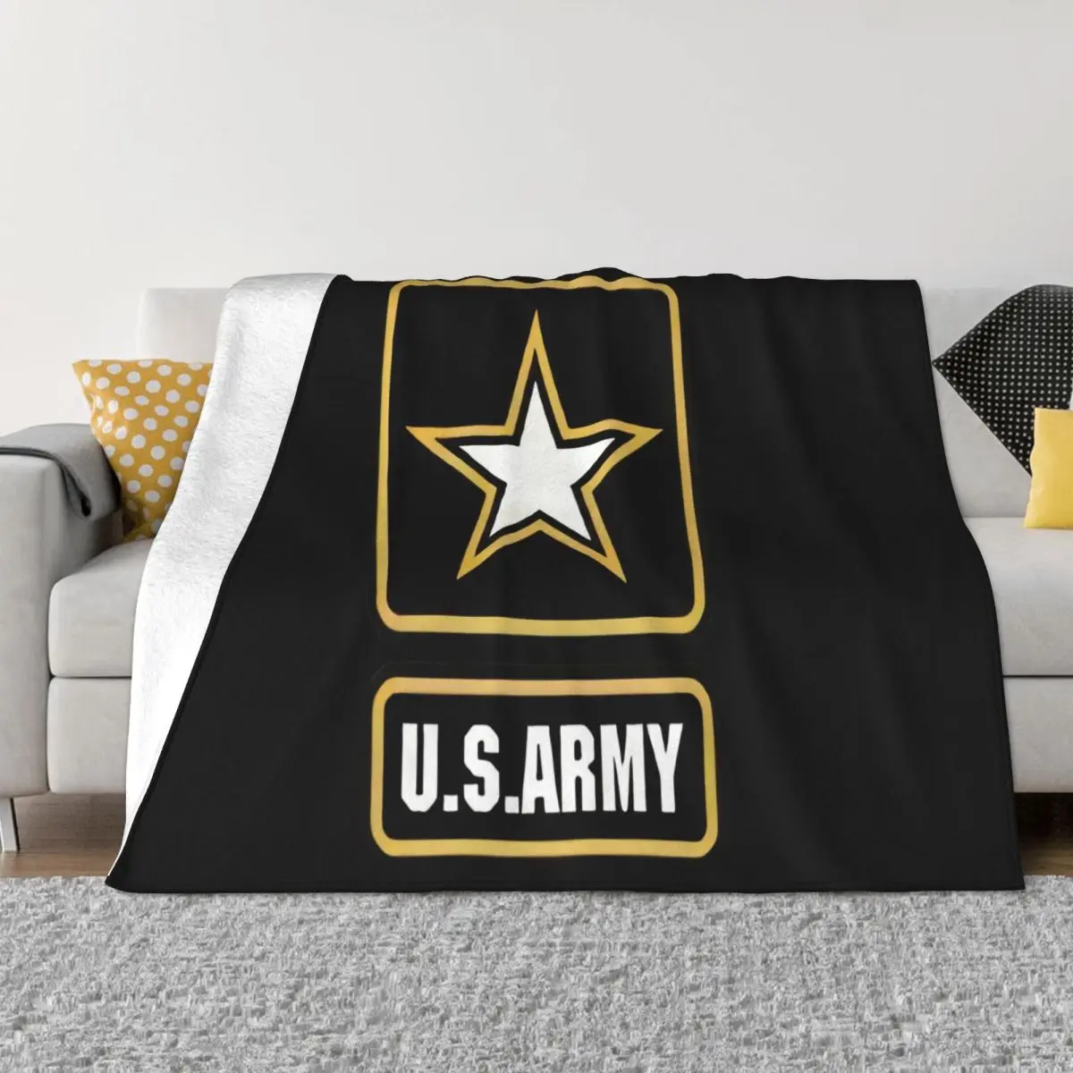 Us Army Crest Adults Mug Army Star Logo On Left Chest Women Men New Print Crewneck Throw Blanket