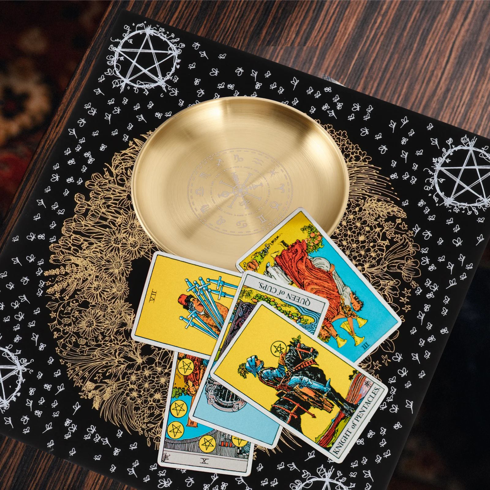 1 Set Edelstahl-Altarplatte für Tarot, Wahrsagerei, Rituale, Weihrauch, Brennen, spirituelles Wünschelbrett, Heimdekoration, Hexe