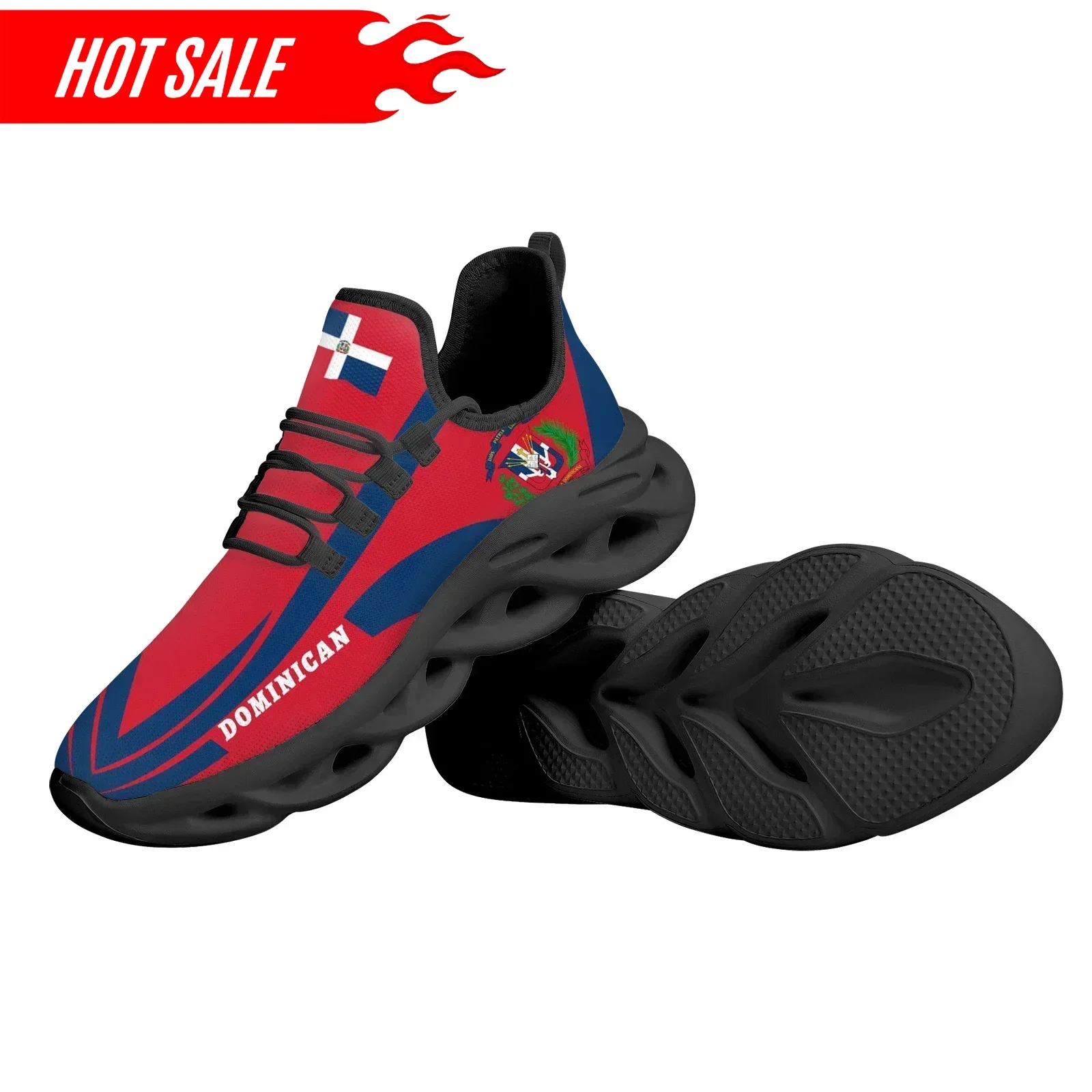 Hot Dominican Flag National Emblem Design Lightweight Breathable Platform Shoes Knitted Blade Shoes Sneakers Zapatos Custom Made