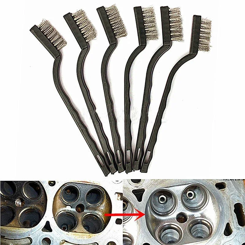Convenient 3pcs Stainless Steel Copper Wire Brushes Rust Scrub Polishing Detail Metal 7 Inch Tooth Brush Remove Clean Supplies