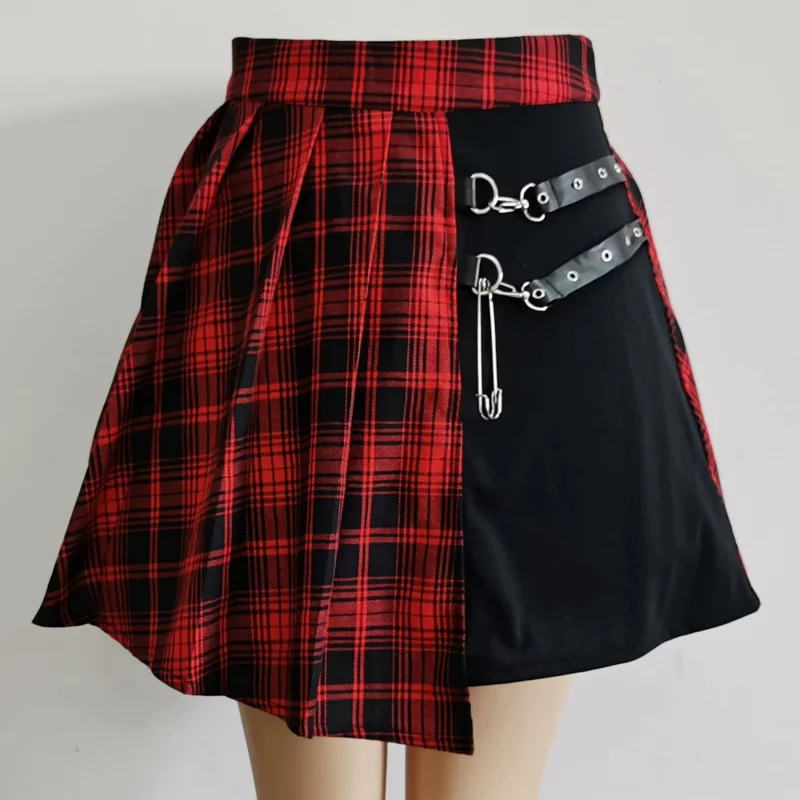 Womens Harajuku Punk Irregular Mini Pleated Skater Skirt Asymmetric Cutout High Waist Hip Hop Clubwear gothic harajuku skirt