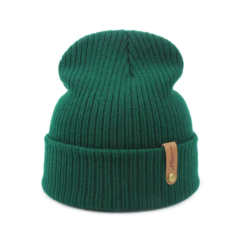 Dad Cap Crochet Autumn Winter Women Men Unisex Knitted Skuilles Beanies Caps Hats Solid Green Black White Balaclava Beanies Hat