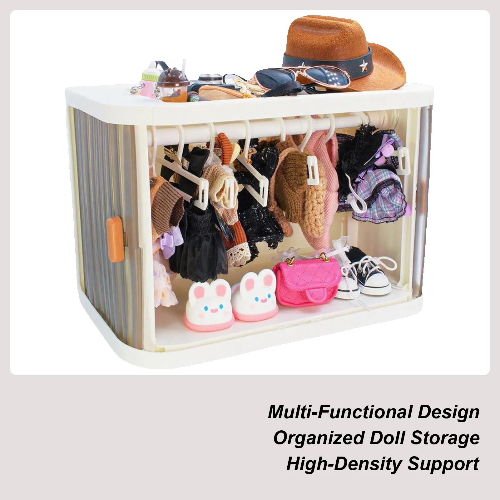 

Doll Clothes Storage Cartoon Doll Clothing Wardrobe Plush Toy Costume Organizer for Display Cabinet Collectors Enthusiasts Kids