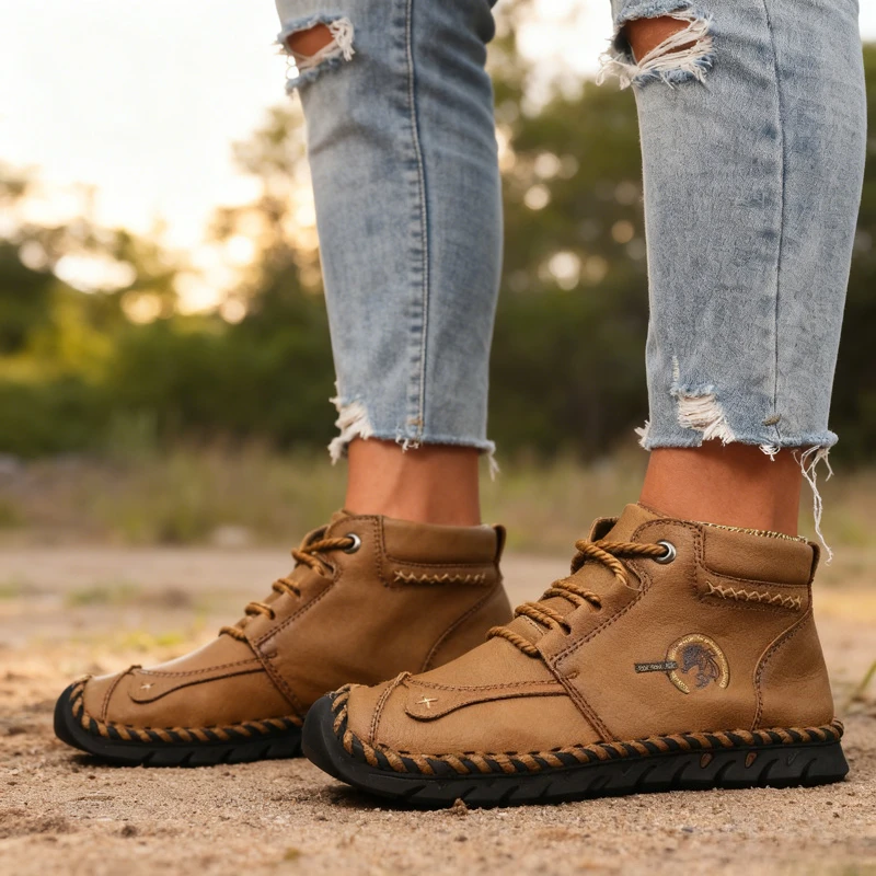 

Man Designer Shoes Luxury Shoes for Man Casual Sneakers Breathable Leather boots Flat Fashion Mokasin Shoes Large Size 2025