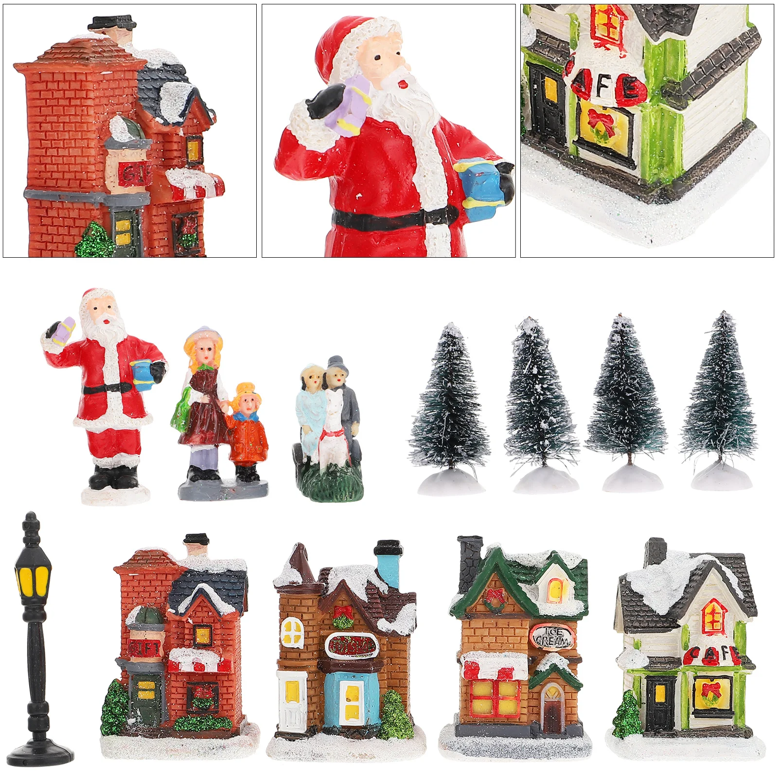 

1Set Resin Lighted Christmas House Village Decoration LED Winter Home Ornament Party Supplies Xmas Gift Festival Supplies