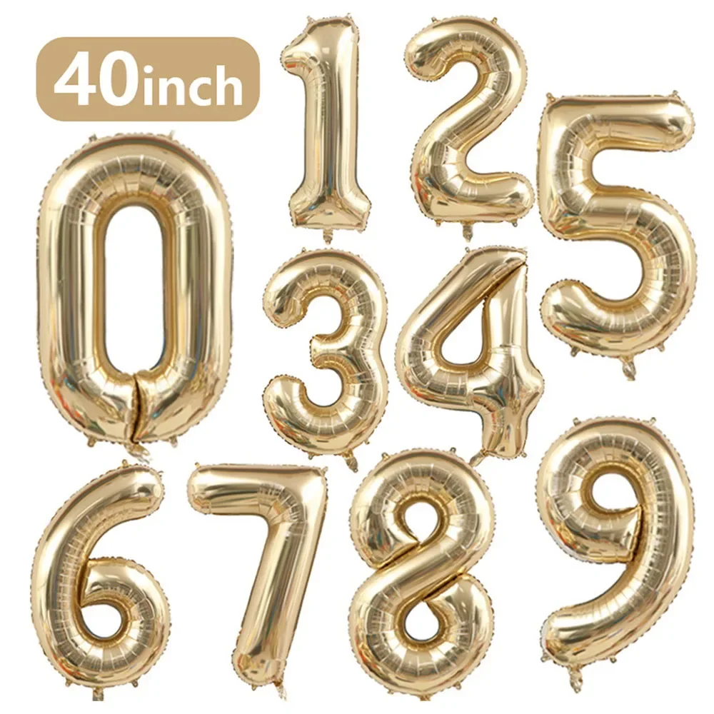 40inch Platinum Colour Number Balloons Figure Helium Balloon Digit Globos Birthday Party Decorations Baby Shower Supplies Balls