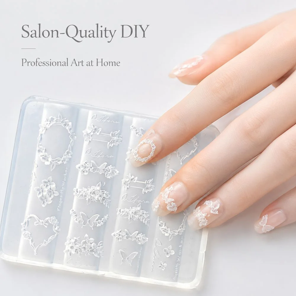 1Pc Romantic Floral Vine Butterfly Wreath Silicone Nail Mold 3D Emboss Mould For Creating Nail Ornaments DIY Nail Craft Tool