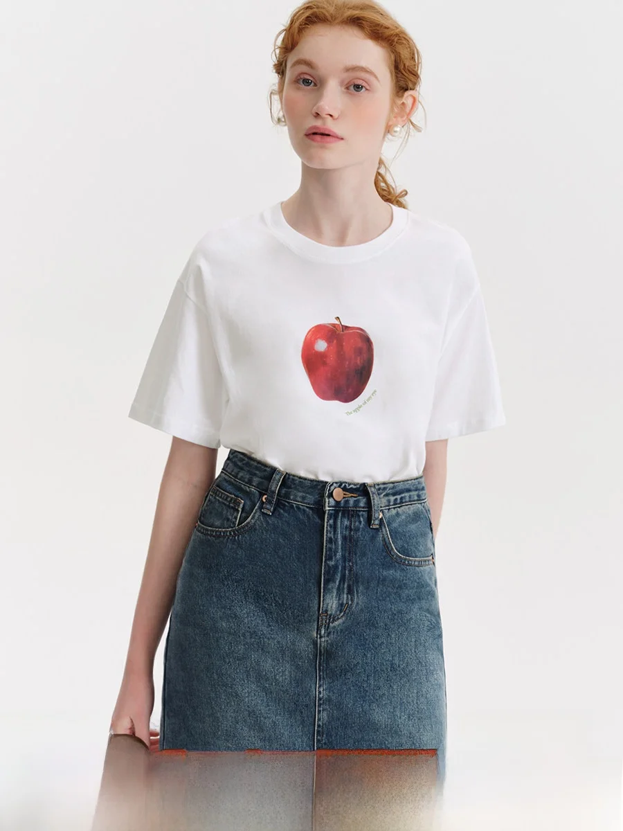 

Summer Letter Print Casual Loose Cotton T-irt ort Sve Women's Comfortable Breathable round Ne Top plus Size