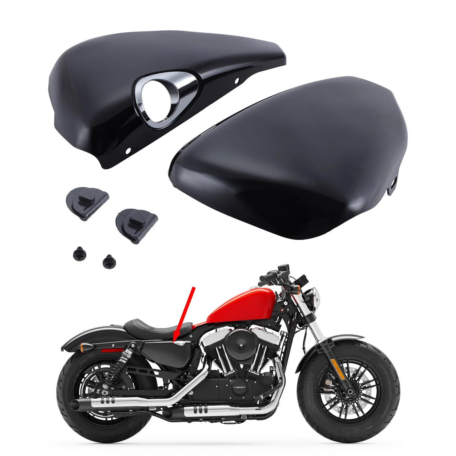 

Motorcycle battery cover left/right battery side cover for Harley Sportster XL 883 1200 2014-2021 black safety protection