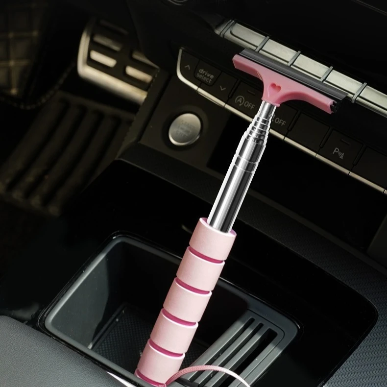 1pc Retractable Windshield Wipers, Car Rearview Mirror Wipers with Retractable Long Pole, Retractable Car Glass Scraper