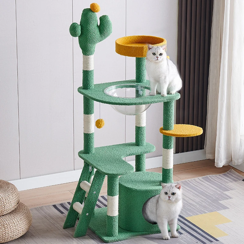 Multi-layer Cat Tree Wear-Resistant Cat Tower Scratching Post For Cats Cactus Style Pet Furniture And Cat Nest Large Cat Toys