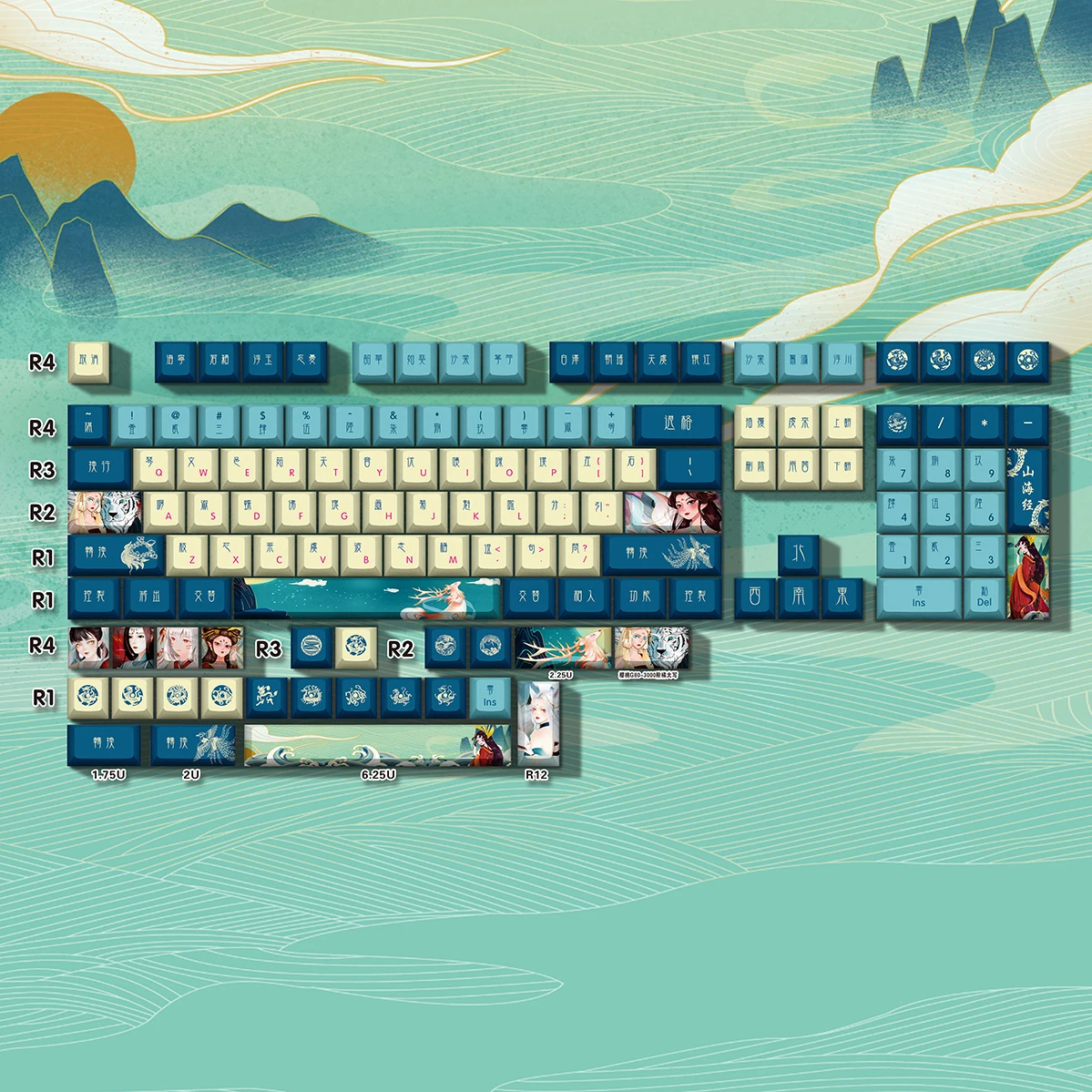

Guofeng Shanhaijing Keycaps anime Animation Hot Sublimation Mechanical Theme Keyboard Peripheral Tongren Keycap