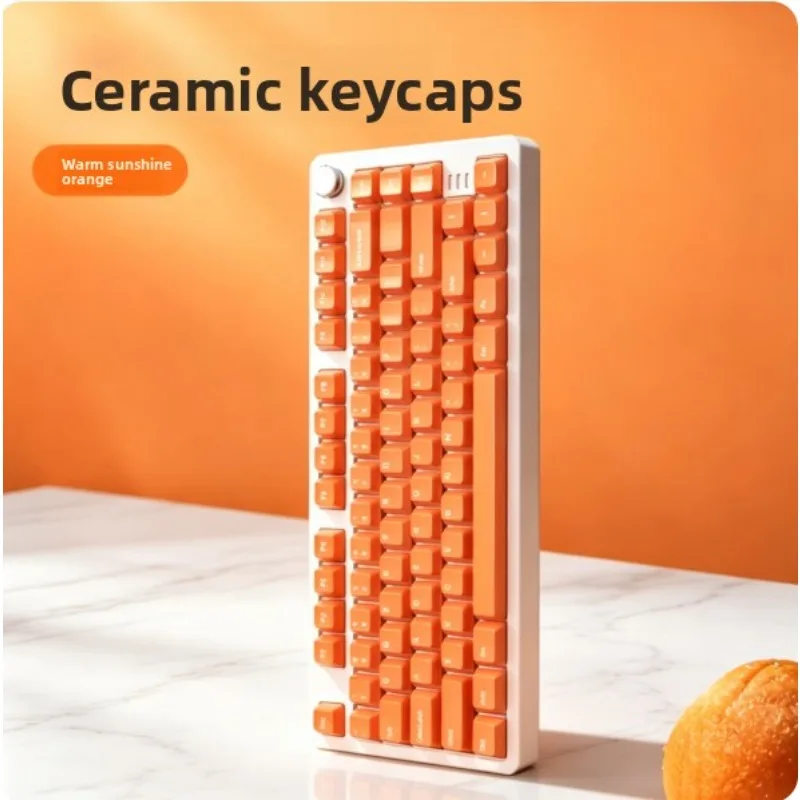 Customized Ceramic Keycaps Warm Sun Orange Full Set Smooth Glazed Surface for 60/108 Magnetic Mechanical Keyboard  Gift