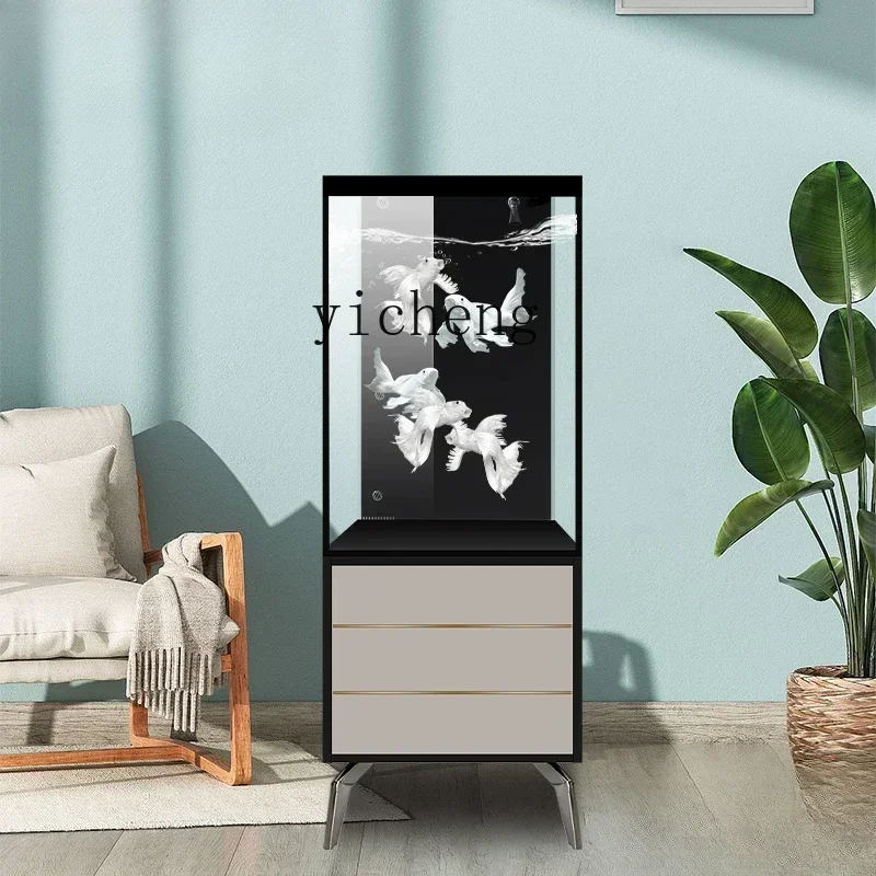 ZC fish tank living room small side few ecological tank back filter ultra-white glass goldfish tank aquarium