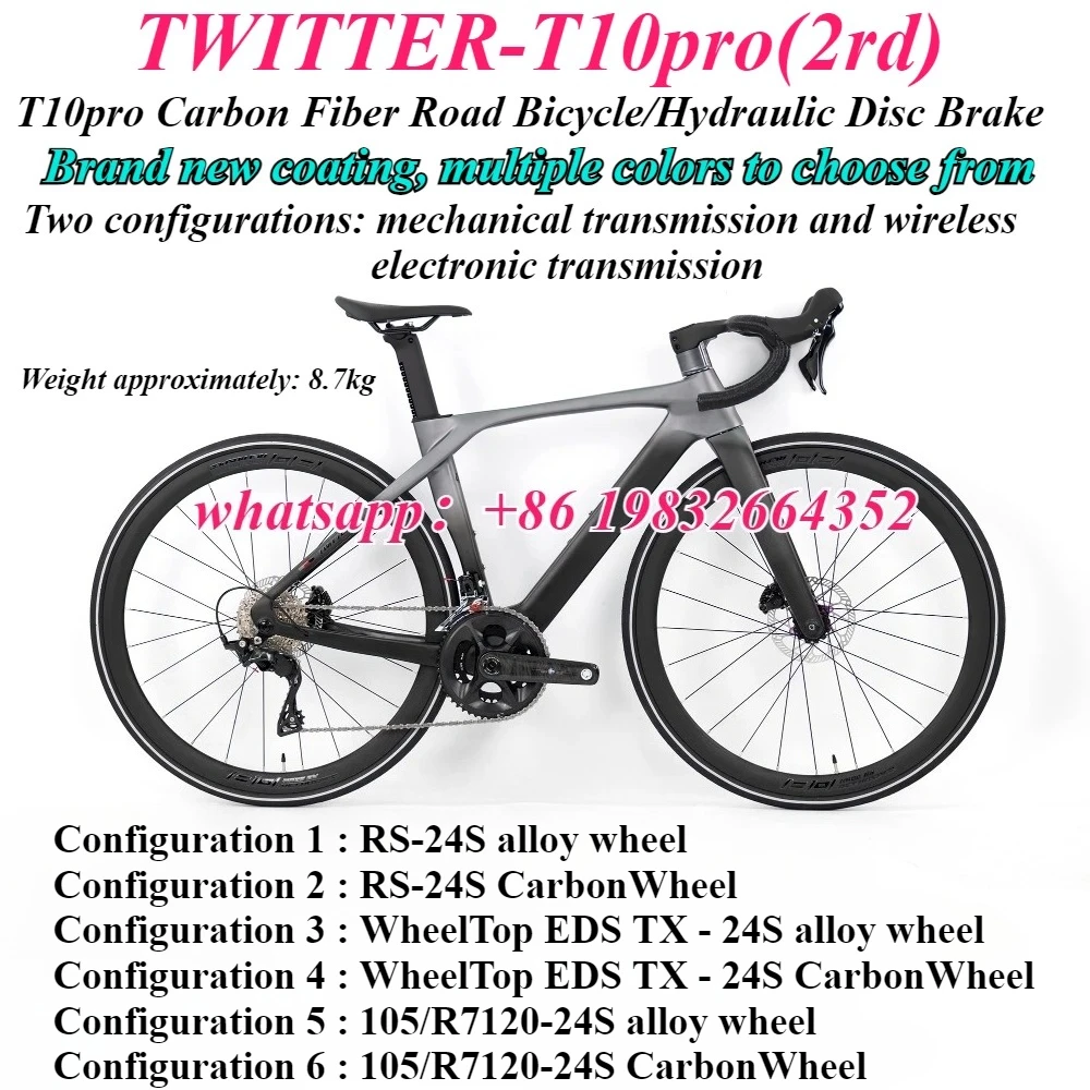 

TWITTER 2025 new T10pro-2rd carbon fiber road bicycle hydraulic disc brake, suitable for male and female road bicycles