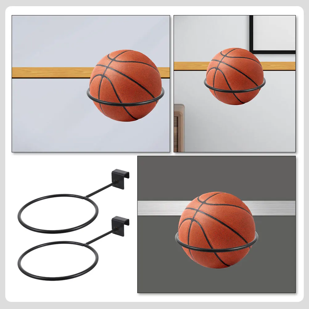 

2 Pcs Basketball Stand Wall Balls Display Rack Mounted Football Holders Storage Hook up Stands