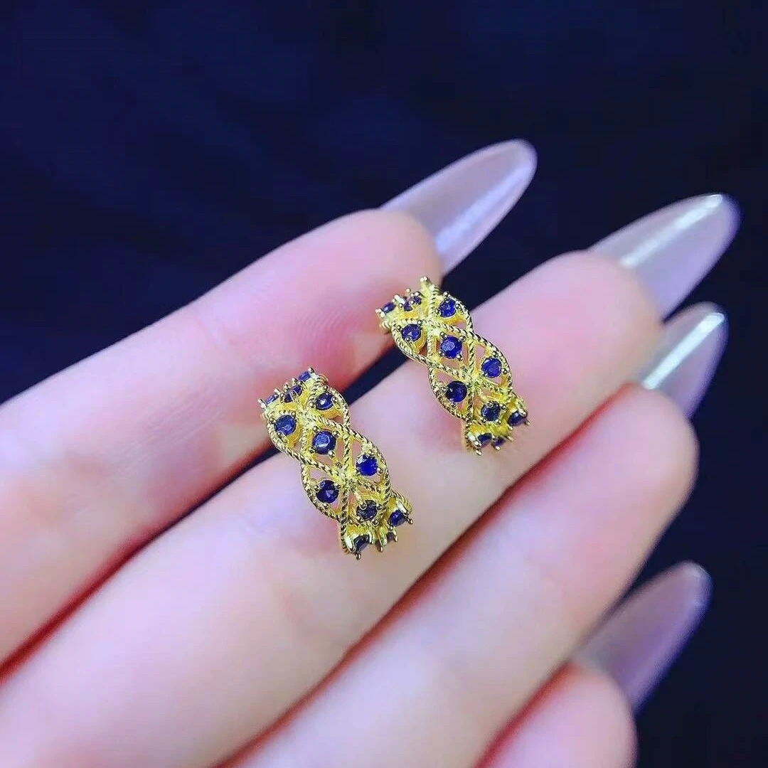 KJJEAXCMY exquisite Natural Sapphire women's Earrings,S925 silver electroplating process inlay,for birthday party and New Year