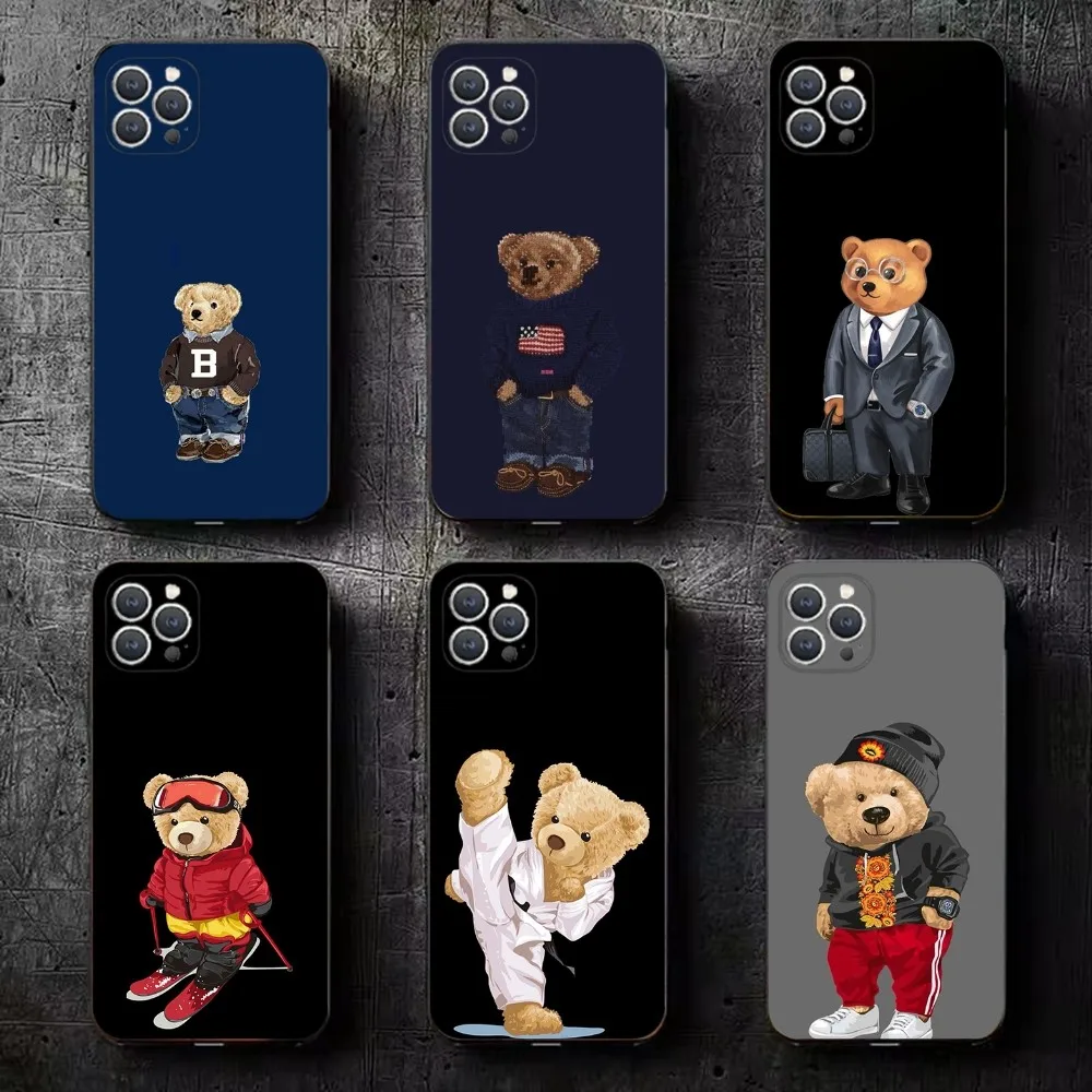 Baron F-Filou Bear Fashion  Phone Case For iPhone 15,14,13,12,11,Plus,Pro Max,XS,X,XR,SE,Mini,8,7 Soft Silicone Black Cover