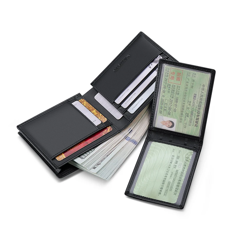 Men's leather wallet, short fashion card holder, personalized leisure card bag