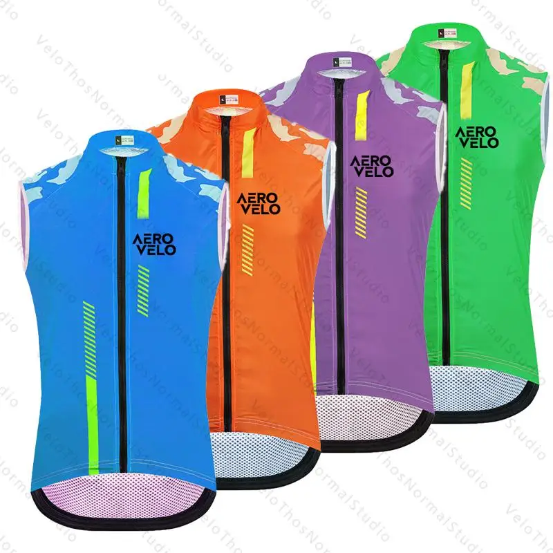 

AERO VELO 2026 Men's Cycling Vest Windproof Sports Run Vest Road Mountain Sleeveless Zipper Cycling Jersey Vests Short Gilet
