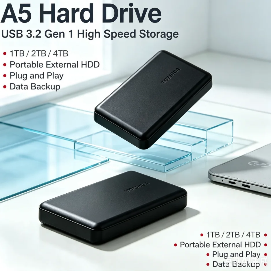 Original Toshiba A5 2PCS Portable External Hard Drive High Speed HDD Storage Disk For Laptop Mac Windows File Photo Data Backup