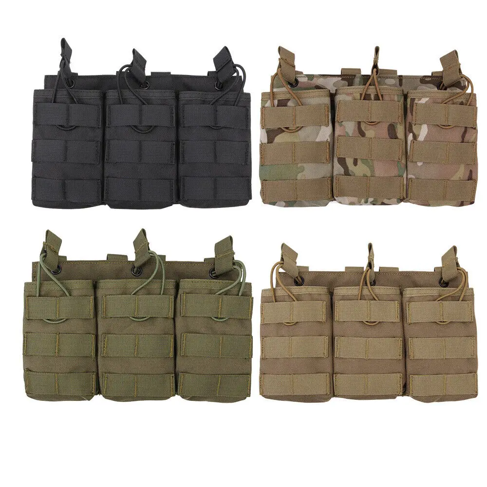 

Tactical Molle Triple Magazine Pouch Military Army Open Top Rifle Mag Holder CS Wargame Shooting Storage Bag Outdoor Equipment
