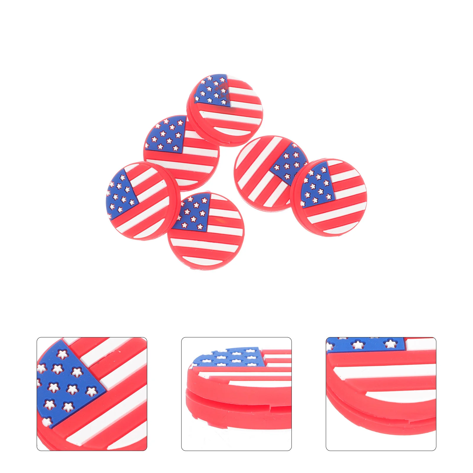 American Flag Shock Absorber Dampener para Racquet, National Designed Absorbers, Acessórios de raquete de tênis, Absorvedores de vibração, 6 Pcs