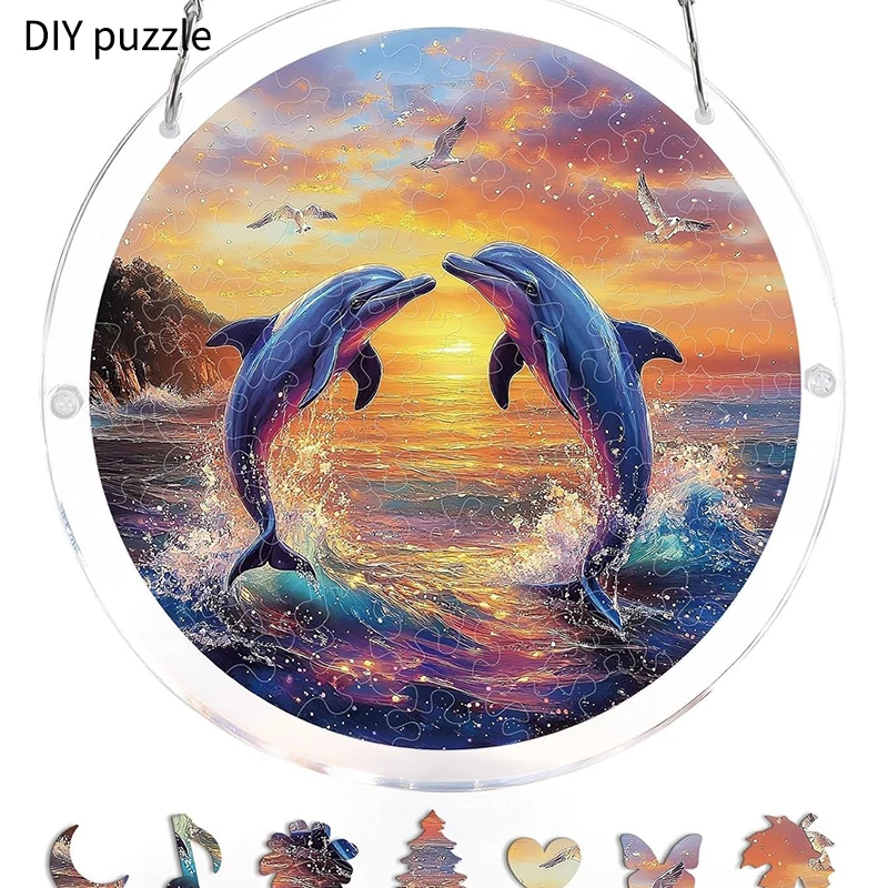 DIY Circle Acrylic Crystal Puzzle Pendant Colorful Glass Window Hanging Jigsaw Puzzle Suncatcher Home Decoration Gifts 2026