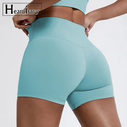 Heruisavy-pantalones cortos deportivos para correr para mujer, mallas de gimnasio para levantar glúteos, pantalones cortos de entrenamiento ajustados para ciclismo, pantalones cortos de Yoga de cintura alta