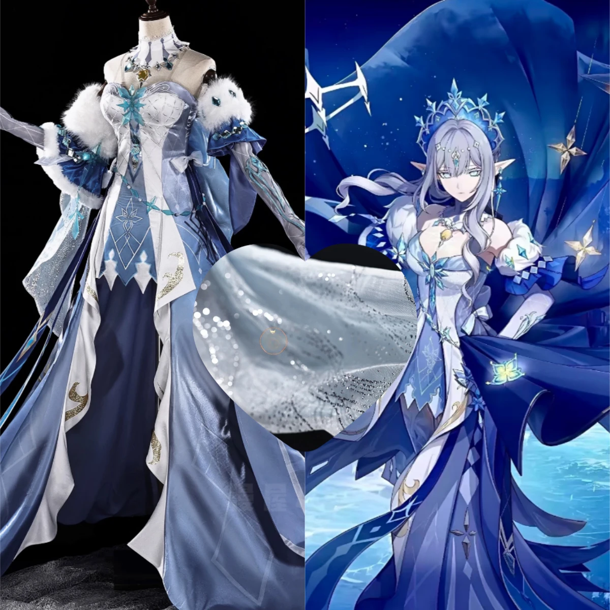 Genshin Impact Anastasya Feodorovna Snezhnaya Princess of Ice Tsaritsa Cosplay Costume  Dress Role Play Outfit Halloween Women view 6