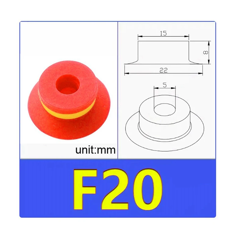 HLZS-Industrial Flat Vacuum Suction Cup F Series Single-Layer Silicone Robotic Arm Accessory With Ribs,Pack Of 5 Pcs