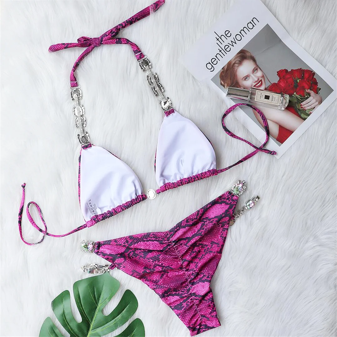 Sexy Bikini mit Diamant-Strass-Verzierung, der den Po betont, zweiteiliger Bikini-Set für Damen, Badeanzug, Badebekleidung, Modell V3854. – Detail 13