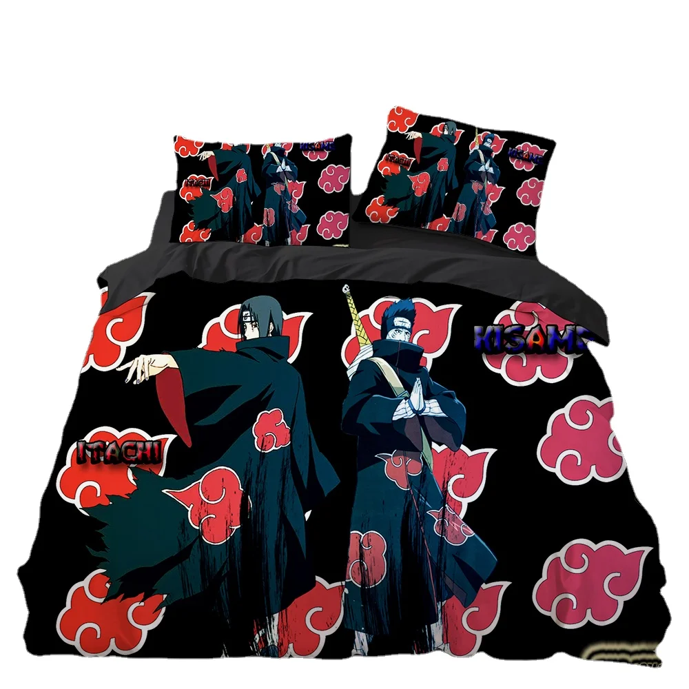 Anime N-NarutoS Bedding Set Akatsuki Bedding Set Bedding Set Hot Anime Duvet Cover Children Teenagers Bedroom Decoration