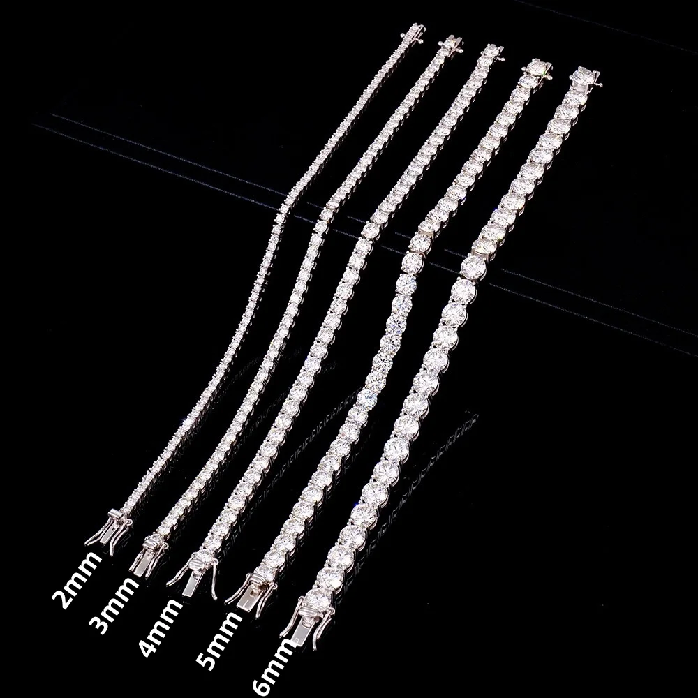 100% Real Moissanite Tennis Bracelet 925 Sterling Silver Plated 18K Gold with GRA Bracelet for Women Man Sparkling Party Jewelry
