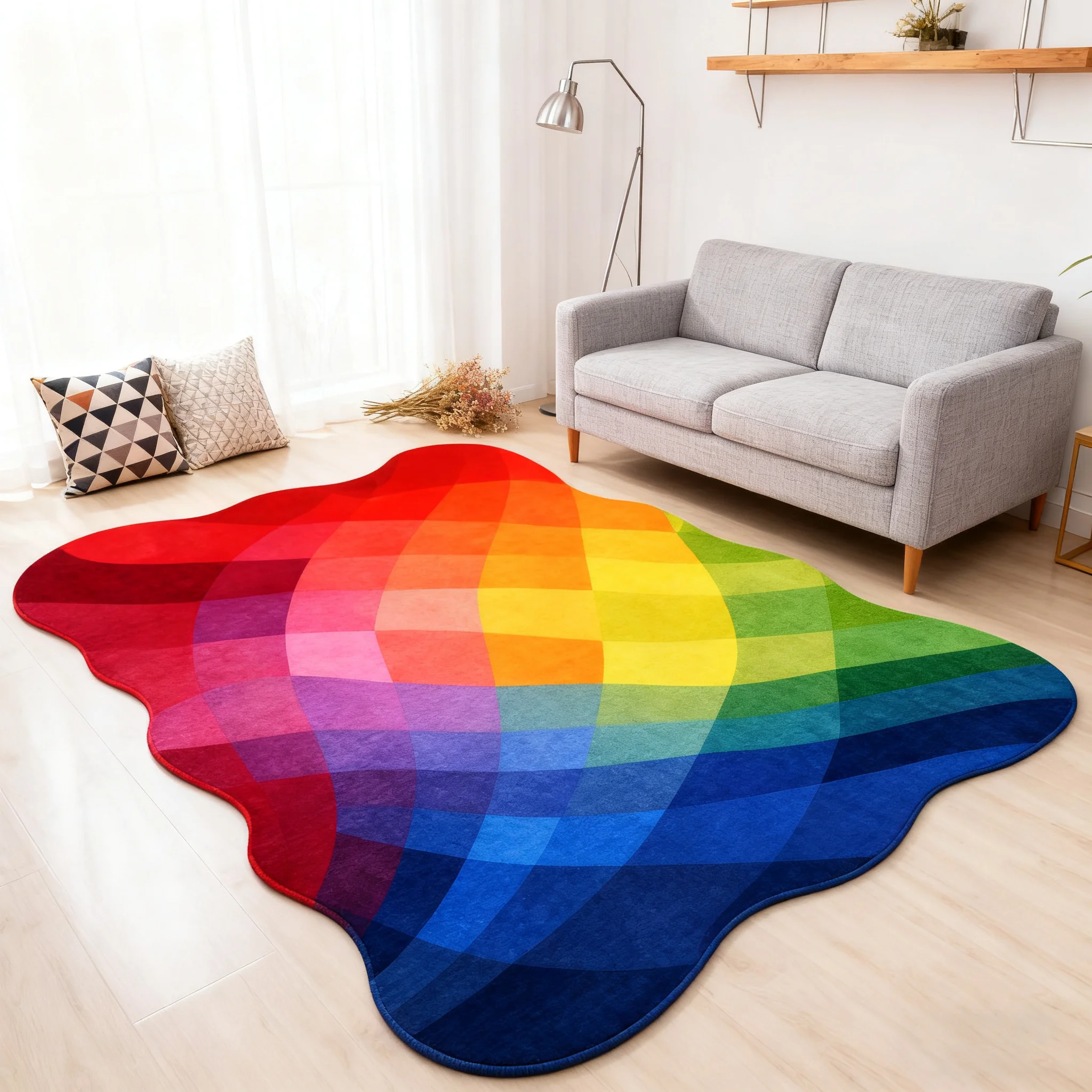 Luxury Carpets for Living Room Dopamine Bedroom Decor Irregular Carpet Creative Colorful Bedside Floor Mat Fluffy Soft Plush Rug